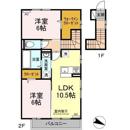 JR予讃線 多喜浜駅 徒歩28分 2階建 築4年(2LDK/2階)の間取り写真