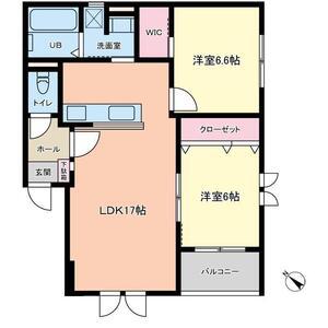 ラルミエール大歳(2LDK/2階)の間取り写真