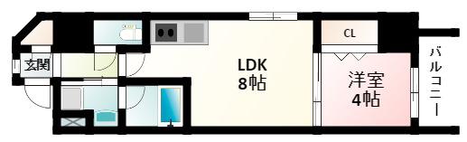 SK江坂(1LDK/7階)の間取り写真