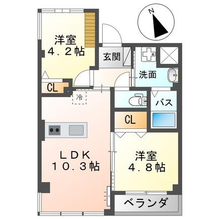エバーグリーン(1LDK/3階)の間取り写真