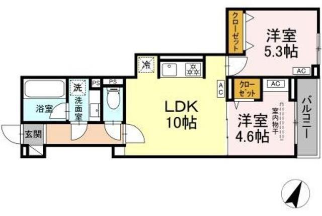 セレスティア上鷺宮II(2LDK/3階)の間取り写真