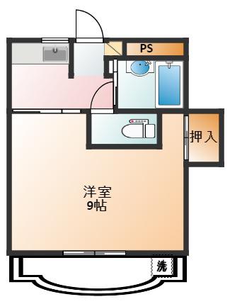 尾関ハイツ(1K/5階)の間取り写真
