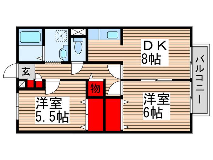 アネックスひまわり(2DK/2階)の間取り写真