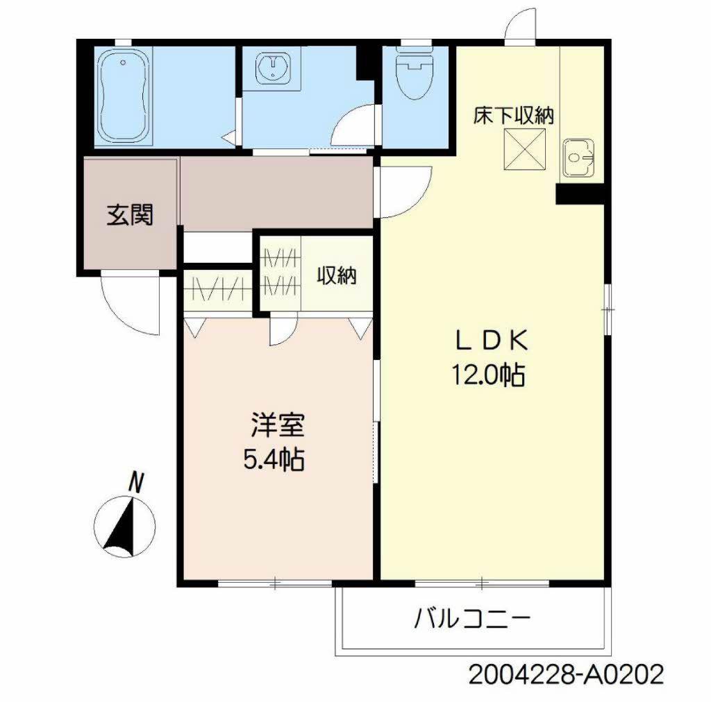 ヴィルヌーブ長野(1LDK/2階)の間取り写真