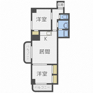 ウイング円山北町(2LDK/7階)の間取り写真