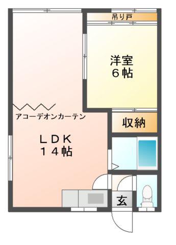 Mハイツ鷲別1(1LDK/2階)の間取り写真
