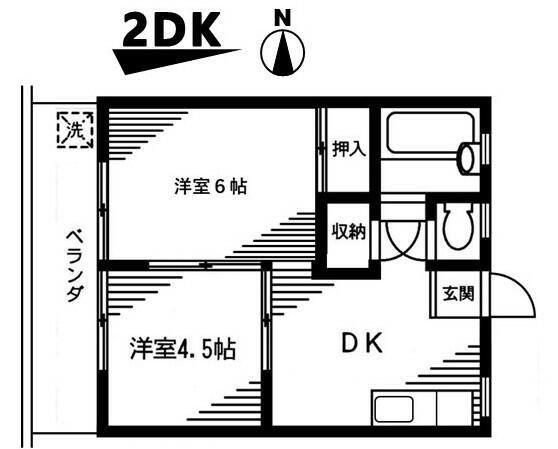 フラッツ王子(2DK/2階)の間取り写真