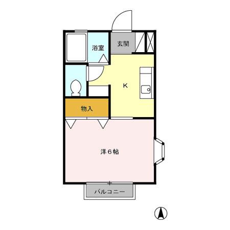 アルカディア(1K/2階)の間取り写真