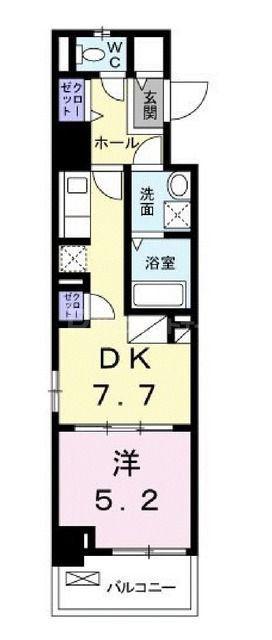 アビタシオン グランデ(1DK/4階)の間取り写真