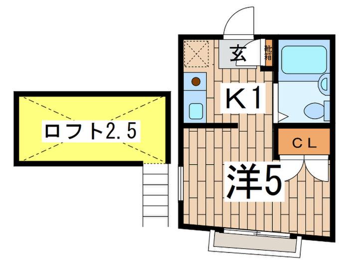 パレス西横浜(1K/2階)の間取り写真