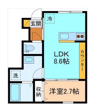 ハニエルV(1LDK/1階)の間取り写真