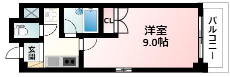 KM江坂(1K/4階)の間取り写真