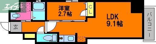 PARK GRANDE 蕃山(1LDK/10階)の間取り写真