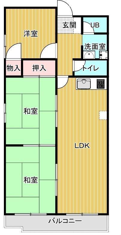 ソシアハイツオクダ(3LDK/1階)の間取り写真