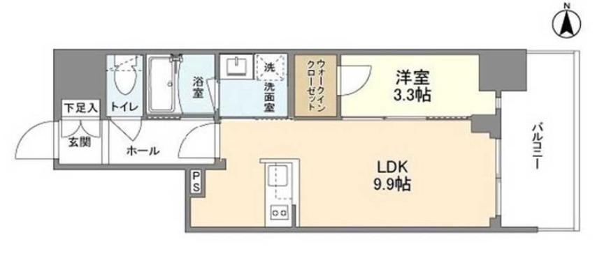 RJRプレシア南堀江(1LDK/5階)の間取り写真