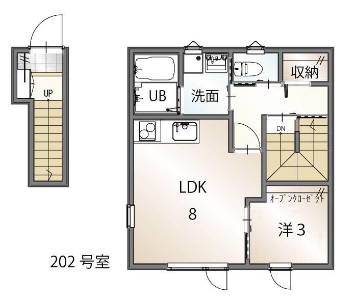 山猫荘(1LDK/2階)の間取り写真