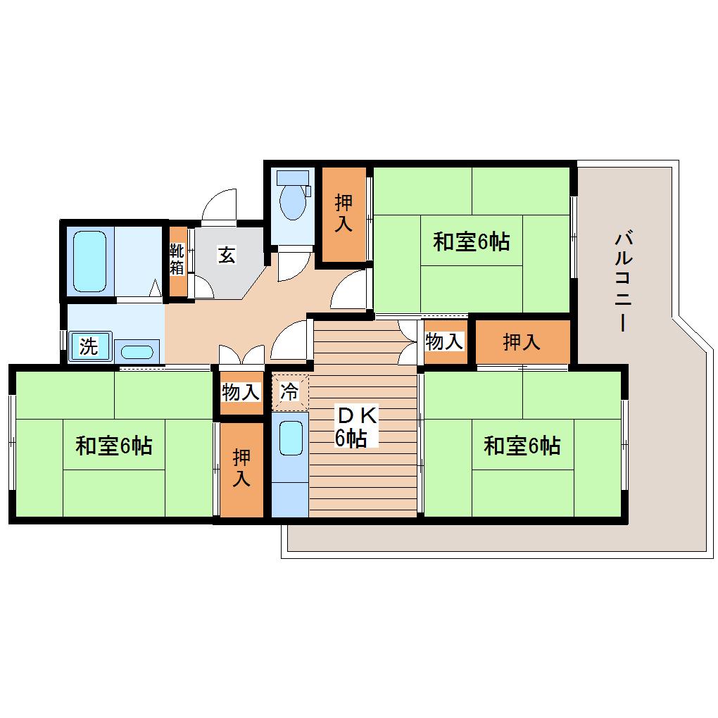 大宮ハイツ(3DK/2階)の間取り写真