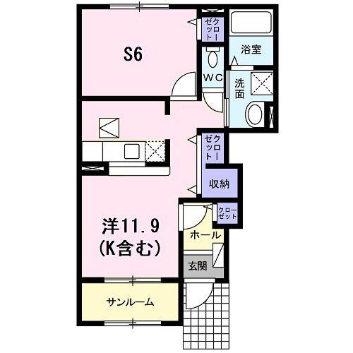 ラフィーネ葛野・II(1LDK/1階)の間取り写真
