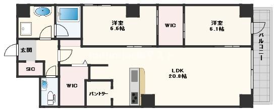 BRAVE南船場(2LDK/12階)の間取り写真