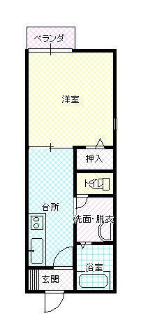セジュールみどり(1DK/2階)の間取り写真