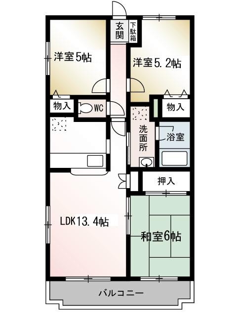 ヴェルエール湘南(3LDK/1階)の間取り写真