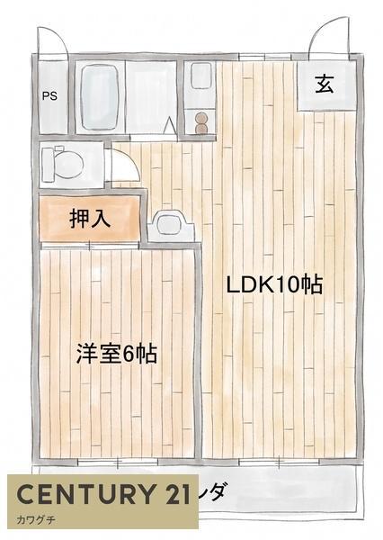 エステート・ミトA棟(1LDK/2階)の間取り写真