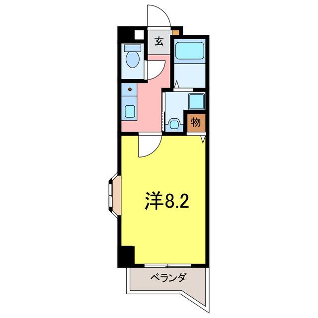 ハートヒルズ矢作(1K/6階)の間取り写真