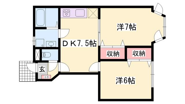 グリーンハウス継(2DK/1階)の間取り写真