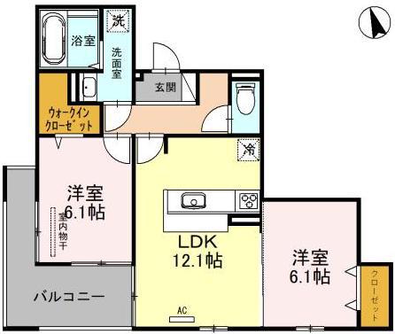 ヴィクトワール 庄(2LDK/2階)の間取り写真