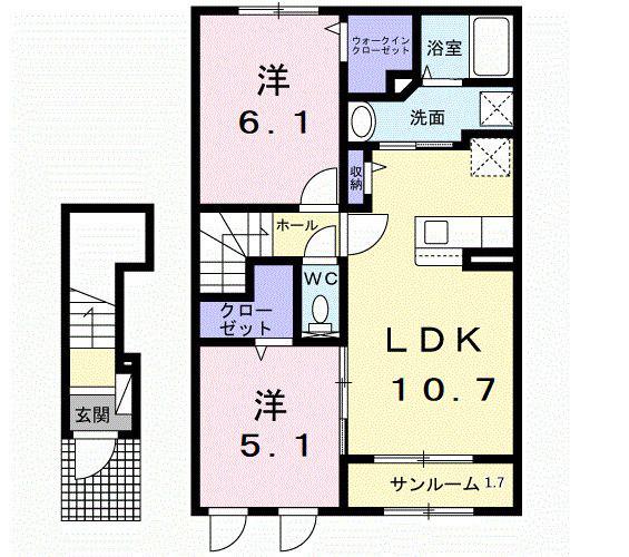 ミストラル(2LDK/2階)の間取り写真