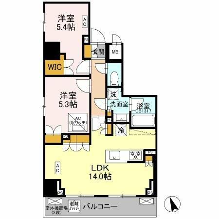 リーラ品川戸越(2LDK/2階)の間取り写真