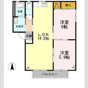 グレイス B棟(2LDK/2階)の間取り写真