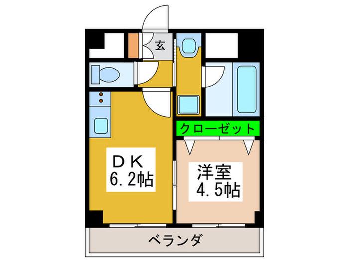 ファイブコート宿院(1DK/3階)の間取り写真