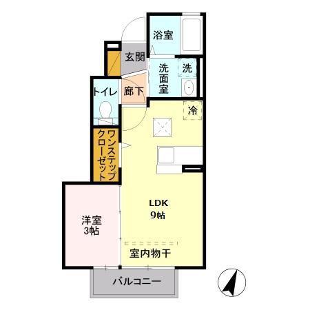 セプトガーデン大渡町(1LDK/1階)の間取り写真