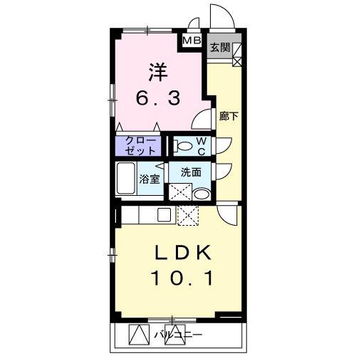 ルミエール名東(1LDK/4階)の間取り写真