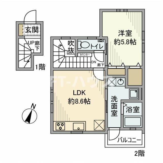 コースタル金杉(1LDK/2階)の間取り写真