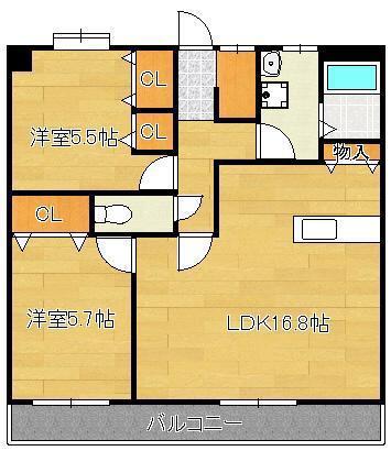 パストラル幸神(2LDK/1階)の間取り写真