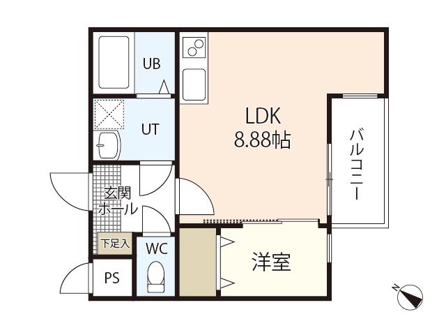 セブンプロート江波西(1LDK/2階)の間取り写真