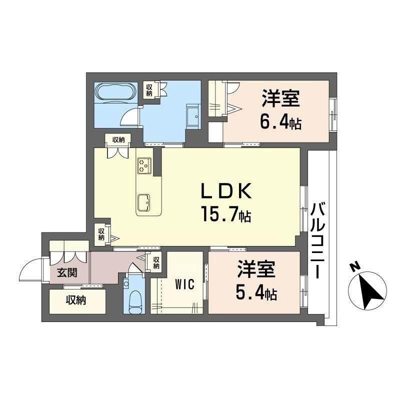 WITHPLUS天保山公園(2LDK/2階)の間取り写真