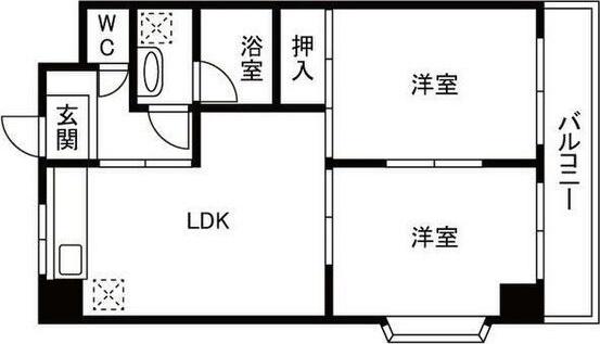 ジュネス青山(2LDK/3階)の間取り写真