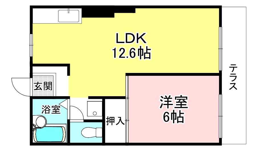ハイスクエア湖南(1LDK/1階)の間取り写真