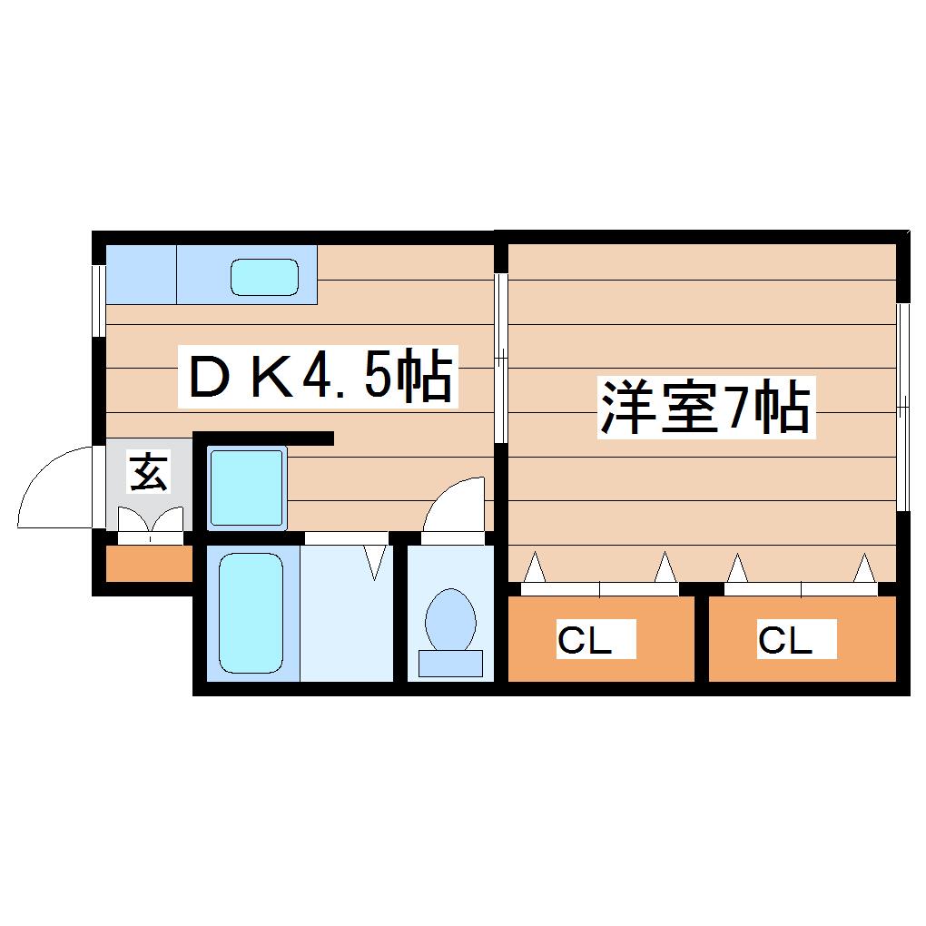 AKハウス(1DK/1階)の間取り写真