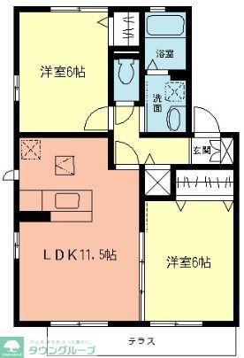 レジデンス-M(2LDK/2階)の間取り写真