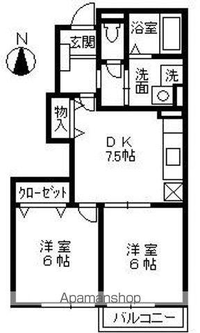 サンガーデンA(2DK/1階)の間取り写真