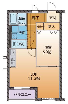ハートフルマンション ブラン(1LDK/1階)の間取り写真