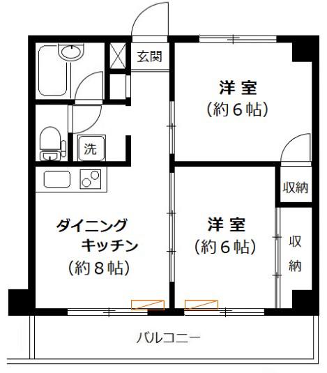 シルクヴィラ中野(2DK/3階)の間取り写真
