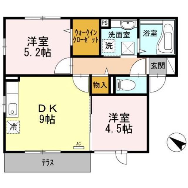 メゾン松之浜II(2DK/1階)の間取り写真