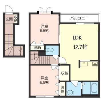 フルハウス(2LDK/2階)の間取り写真