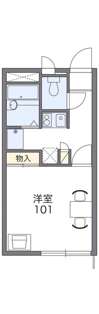 レオパレスグリーン青毛(1K/2階)の間取り写真