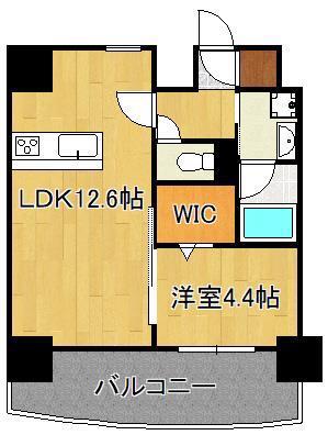 プレジデンス ざ旦過(1LDK/3階)の間取り写真